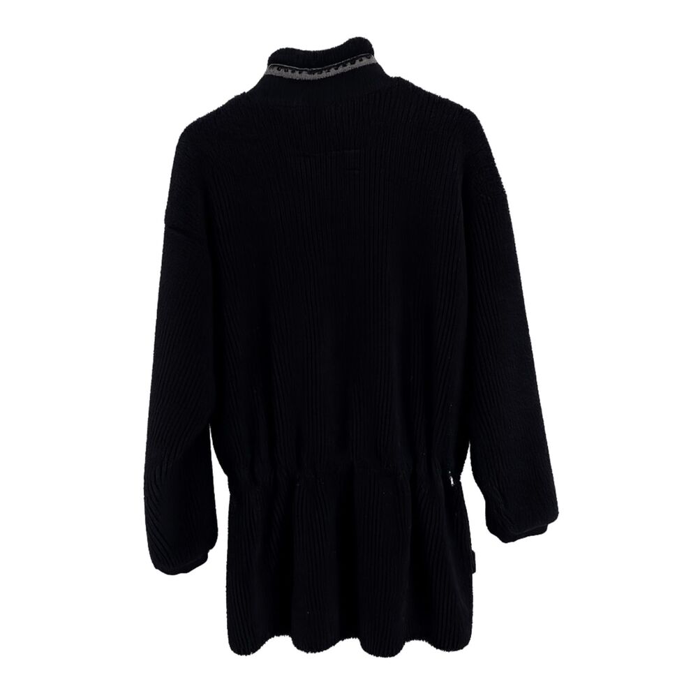 Columbia Chenille Fleece Cardigan Jacket Black Drawstring Waist Mock Neck Medium - Picture 3 of 12